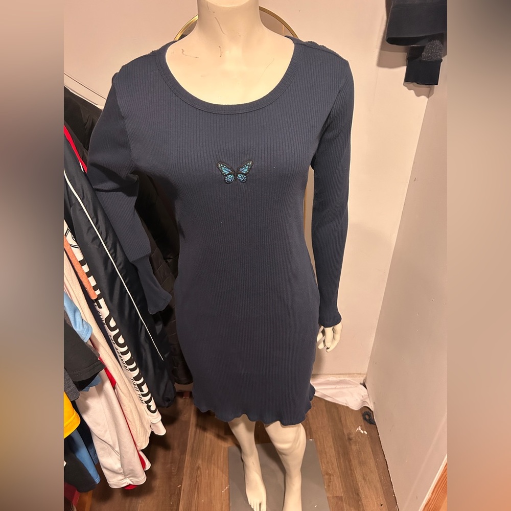 Navy blue butterfly bodycon dress